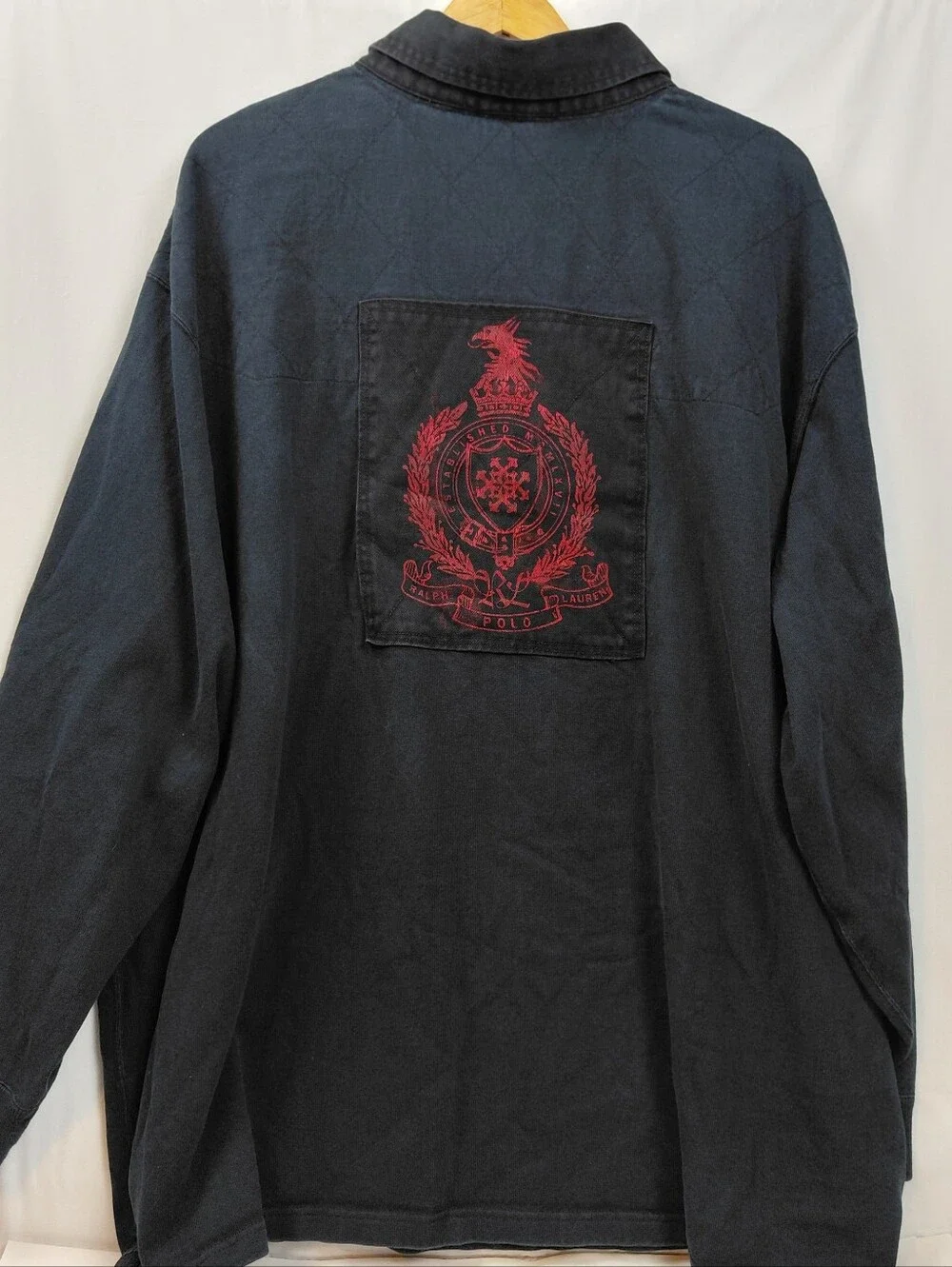 Polo Ralph Lauren Long Sleeve Polo Shirt Men's Size 5XL Big Black Red Gold
